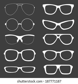 Vector Set of white Glasses Silhouettes