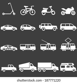 Vector Set of White Ground Transportation Icons