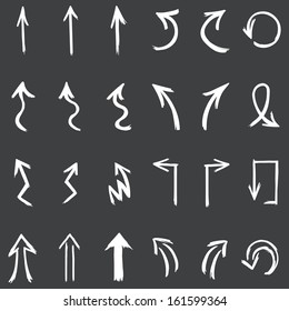 vector set of white hand drawn arrows