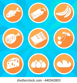 vector set of white icons on the food theme
