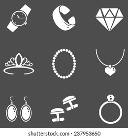 Vector Set of White Jewelry Icons