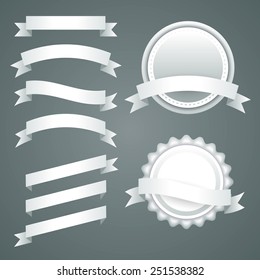 Vector Set of white paper ribbons, labels and badges
