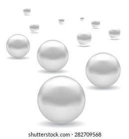 Vector Set of White Pearl Isolated on White Background