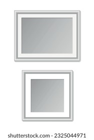 Vector set of white picture frame template for A4 size or square image isolated on white background
