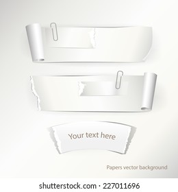 Vector Set of white ripped pieces of paper