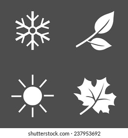 Vector Set of White Seasons Icons. Winter, Spring, Summer, Autumn.