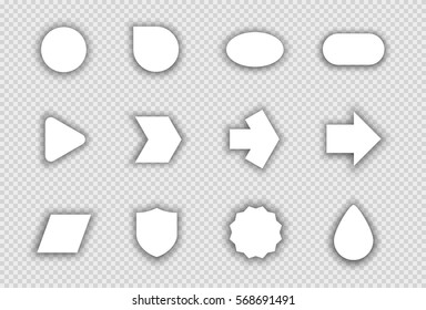 Vector Set of White Shapes With Transparent Shadows A
