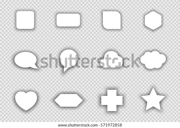 Vector Set of White Shapes With Transparent Shadows B