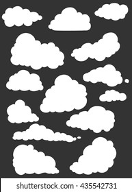 Vector Set Of White Silhouette Clouds