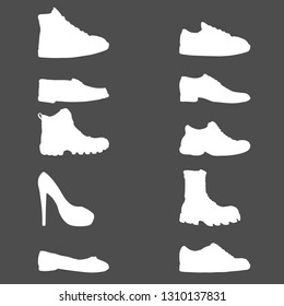 Vector Set of White Silhouette Shoes