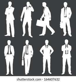 vector set of white silhouettes of business people