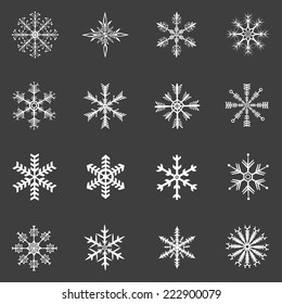 Vector Set of White Snowflakes Icons
