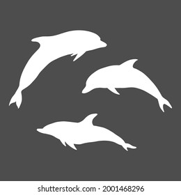 Vector Set of White Sulhouette Dolphins