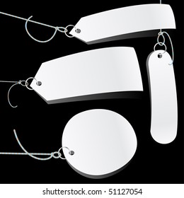 vector set of white tags on dark bg