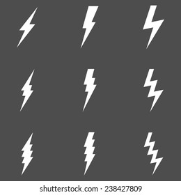 Vector Set of White Thunder Lighting Icons