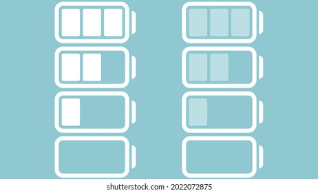 Vector Set Of White And Translucent 3 Column Of Battery Vector Scene For Animation