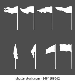Vector Set of WhiteSilhouettes Flags