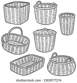vector set of wicker basket