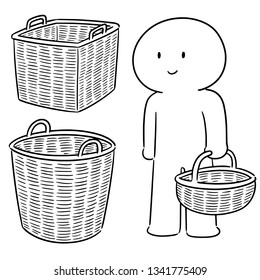 vector set of wicker basket