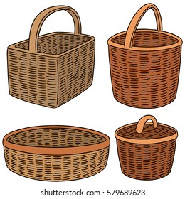 vector set of wicker basket