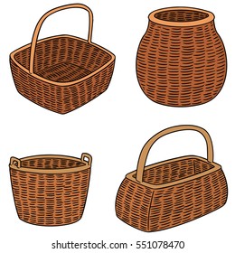 vector set of wicker baskets