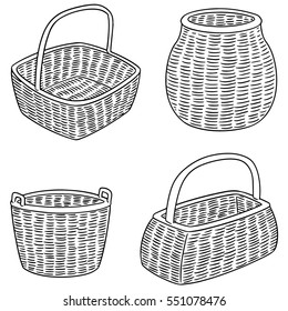 vector set of wicker baskets