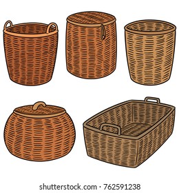 vector set of wicker baskets