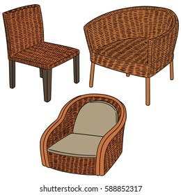 Vector Set Of Wicker Chair