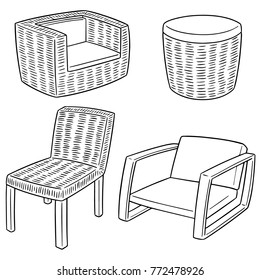 Vector Set Of Wicker Chair