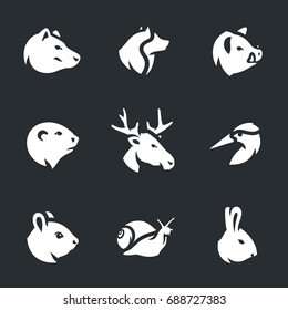 Vector Set of Wild Animals Icons.