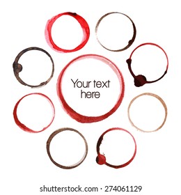 Vector set of Wine and coffee stain circles