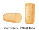 Vector set of wine cork, illustration of alcohol bottle bung isolated on white background