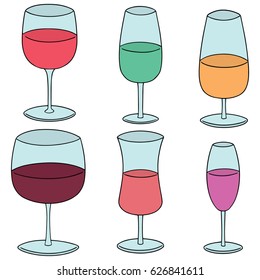 vector set of wine glass