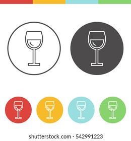 Vector set of wine glass icons in thin line style