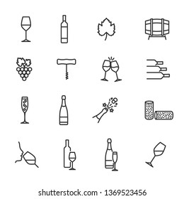 Vector set of wine line icons.
