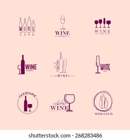 Vector set of wine logo. Wine restaurant or company logo collection.