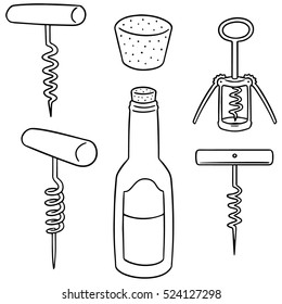 vector set of wine opener