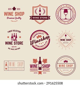 vector set of wine shop labels, badges and design elements