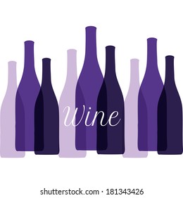 vector set of wine or vinegar bottles silhouettes