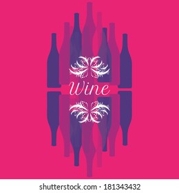 vector set of wine or vinegar bottles silhouettes