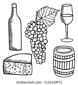 Vector set - wine and winemaking.