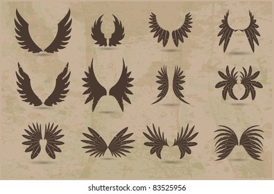 Vector set of wings