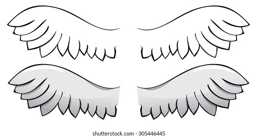 Set Wings Black Outline Painted Stock Illustration 305446451 | Shutterstock