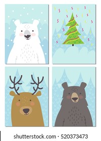 Vector set of winter card. Greeting card templates.