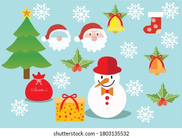 vector set of winter and christmas icons,objects and elements