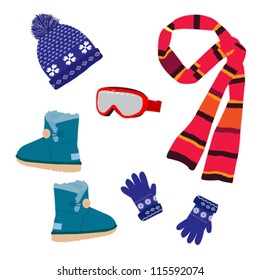 Vector set winter clothing