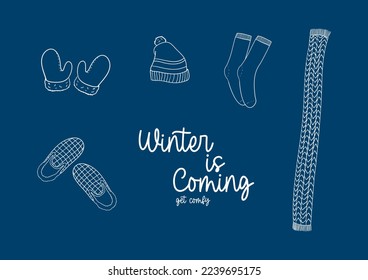 Vector set of winter clothing and accessories
