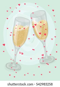 Vector set of winter February calendar posters. Collection of Valentine greeting cards. Hand drawn style and hand written lettering. Winter drinks hot chocolate cocoa, champagne, mulled spiced wine.