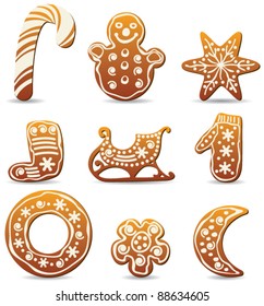 vector set of winter holiday gingerbread cookies