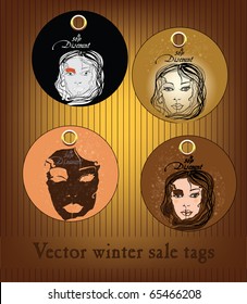 vector set of winter sales coupons